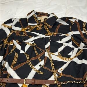 Michael Kors Black and White Chain Print Shirt